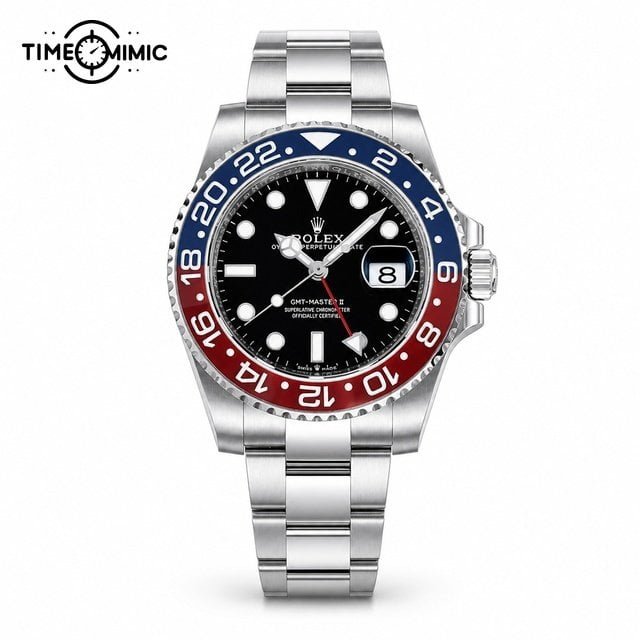 Front view of Rolex GMT-Master II Ref. 126710BLRO superclone watch