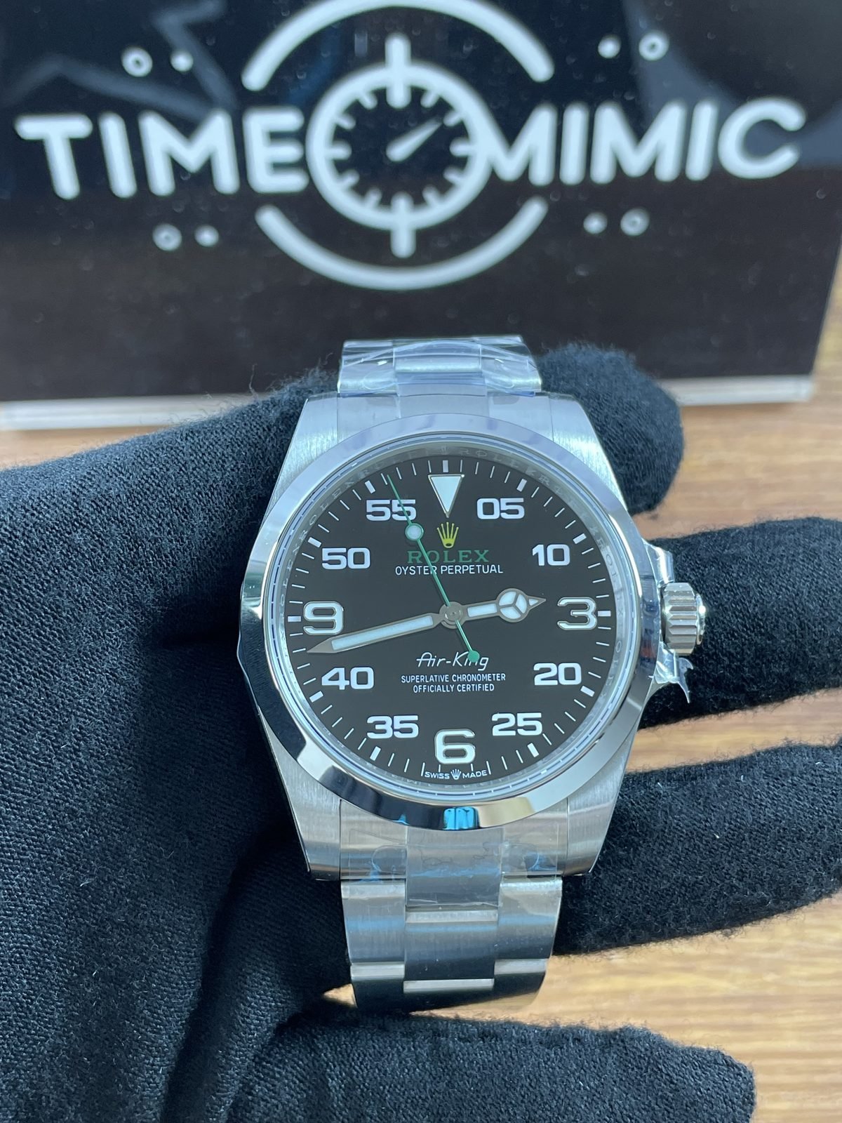 What is a super clone watch QC example showing a Rolex Air-King style dial