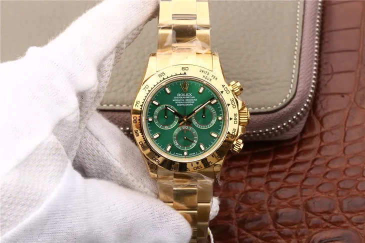Visibly branded chronograph-style watch held for trademark inspection