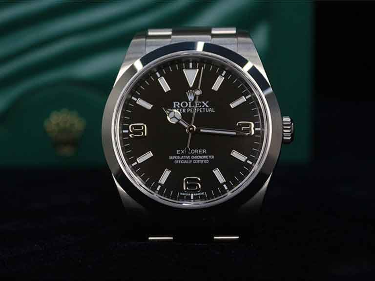 Black Explorer-style watch for visible model-feature comparison