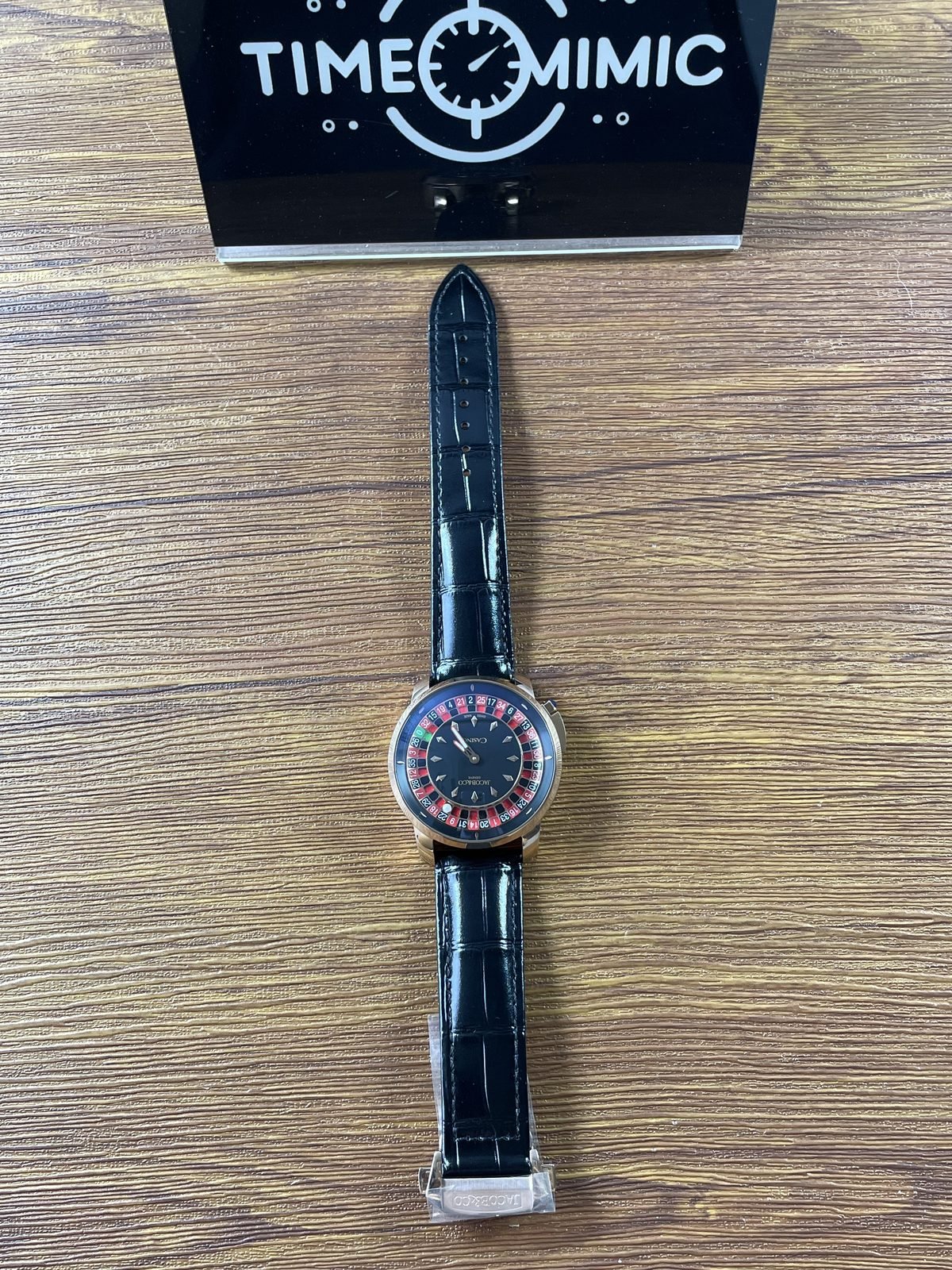 Jacob and Co Casino Tourbillon CA100 40 replica black central dial roulette number ring rose gold colour case front