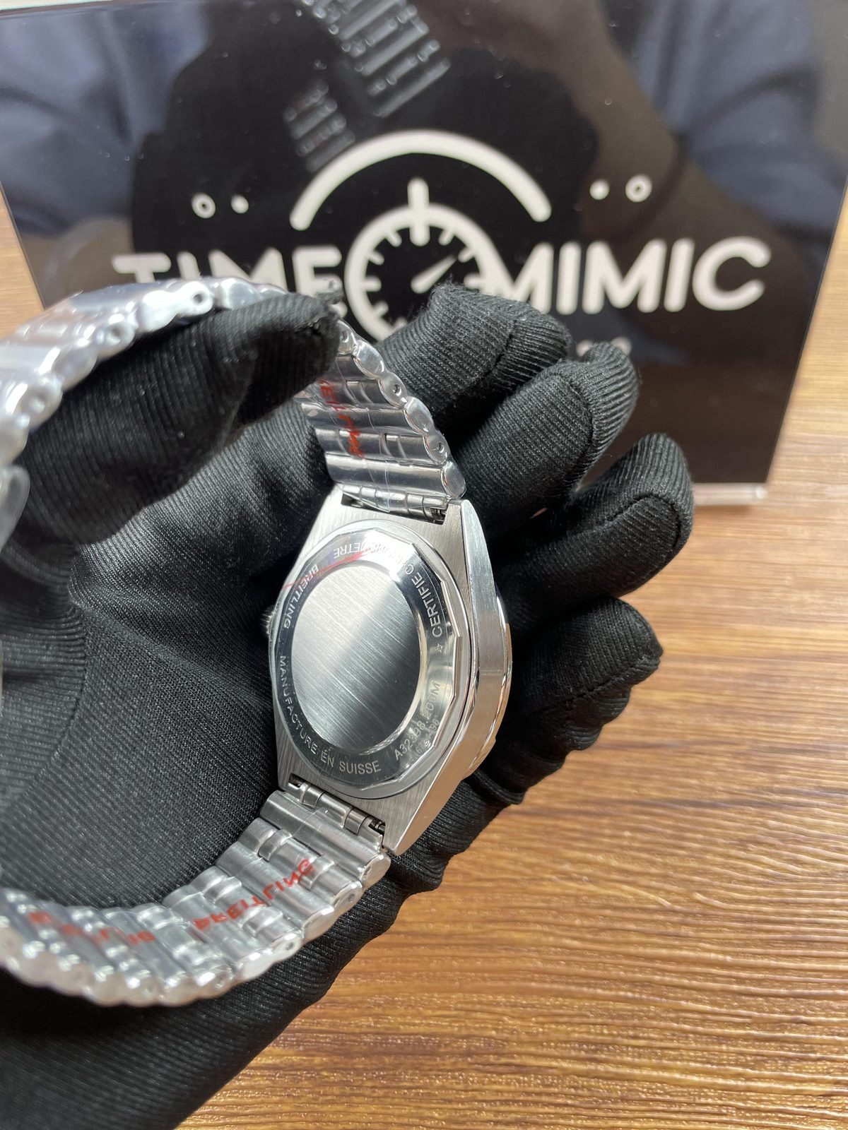 Breitling Chronomat A32398101C1A1 replica solid caseback with brushed centre and reference-style perimeter inscriptions