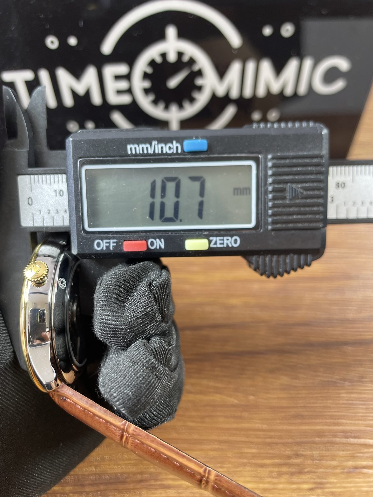 Omega De Ville replica single thickness caliper reading about 10.7 millimetres