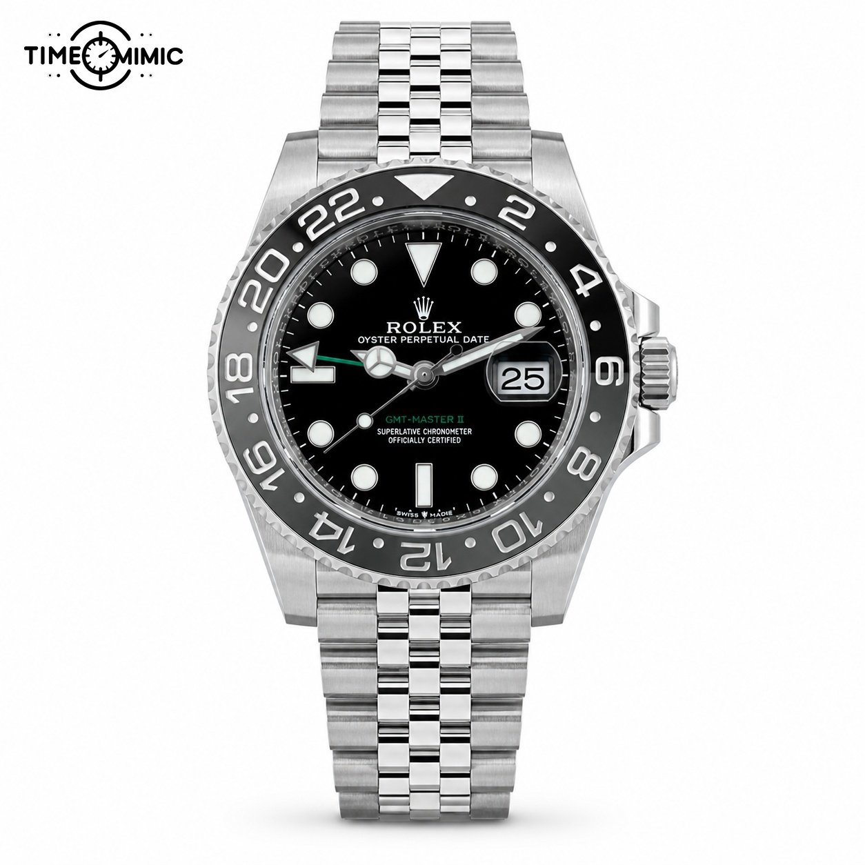 GMT-Master II Black Gray Steel Jubilee, complete watch on white background
