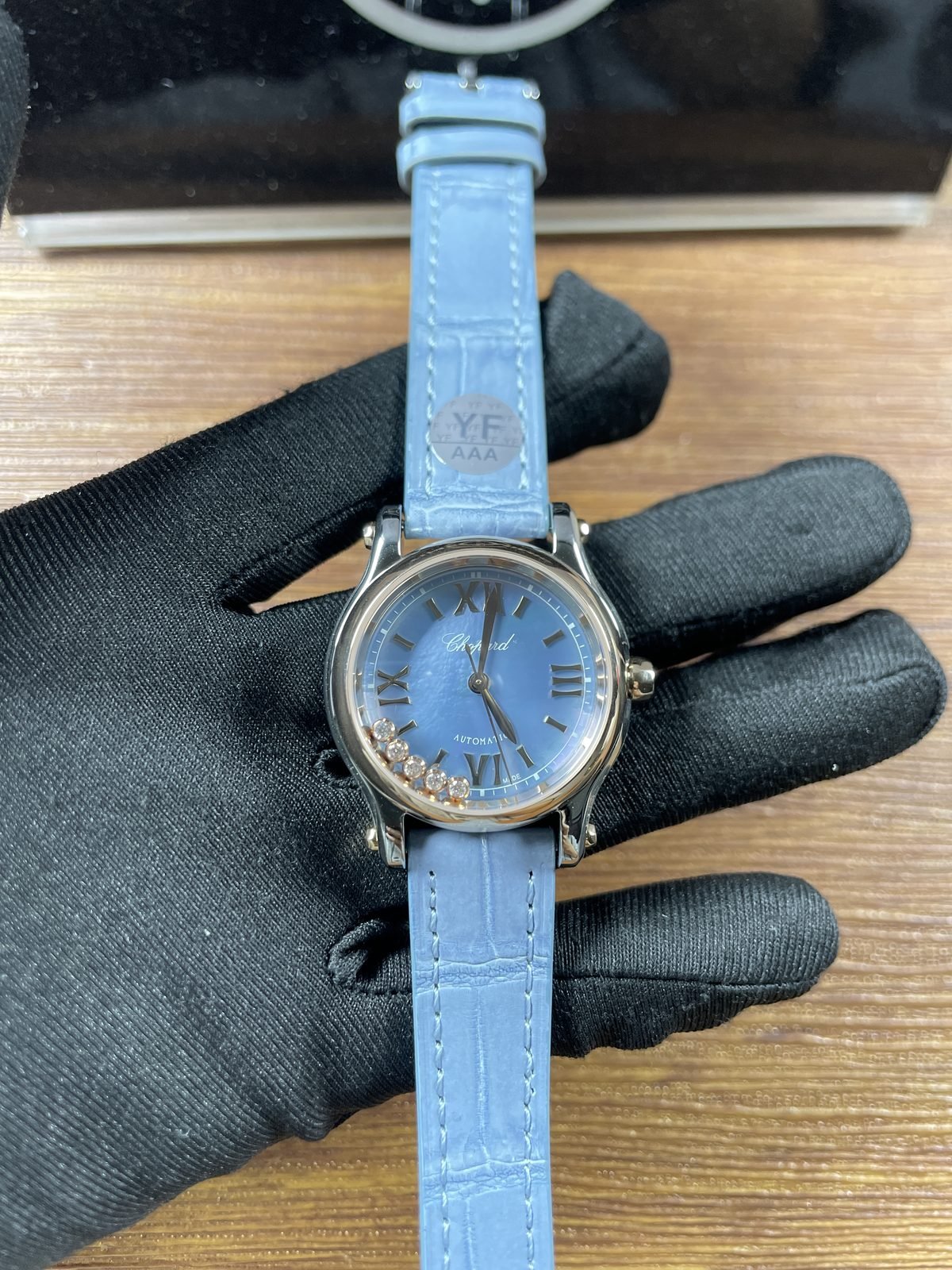 Chopard Happy Sport 278608-6013 replica blue textured dial five moving-stone-style elements front