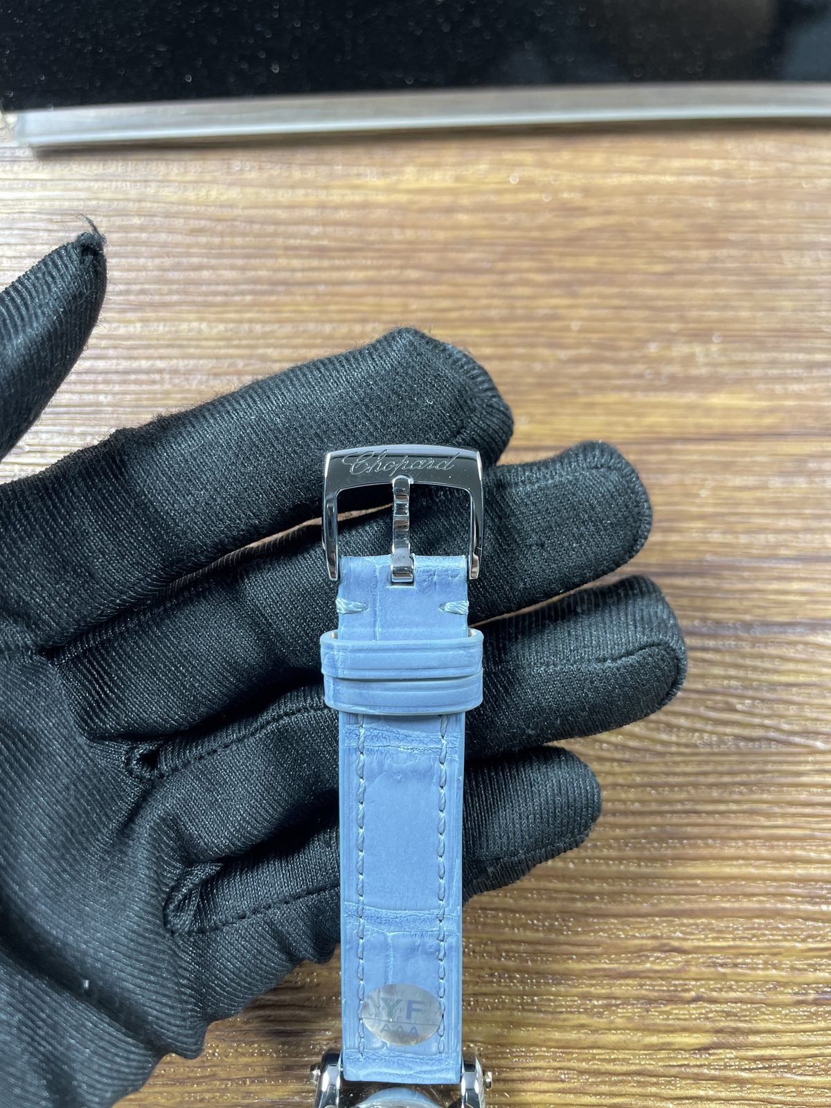 Chopard Happy Sport 278608-6013 replica blue embossed strap matching stitching and pin buckle