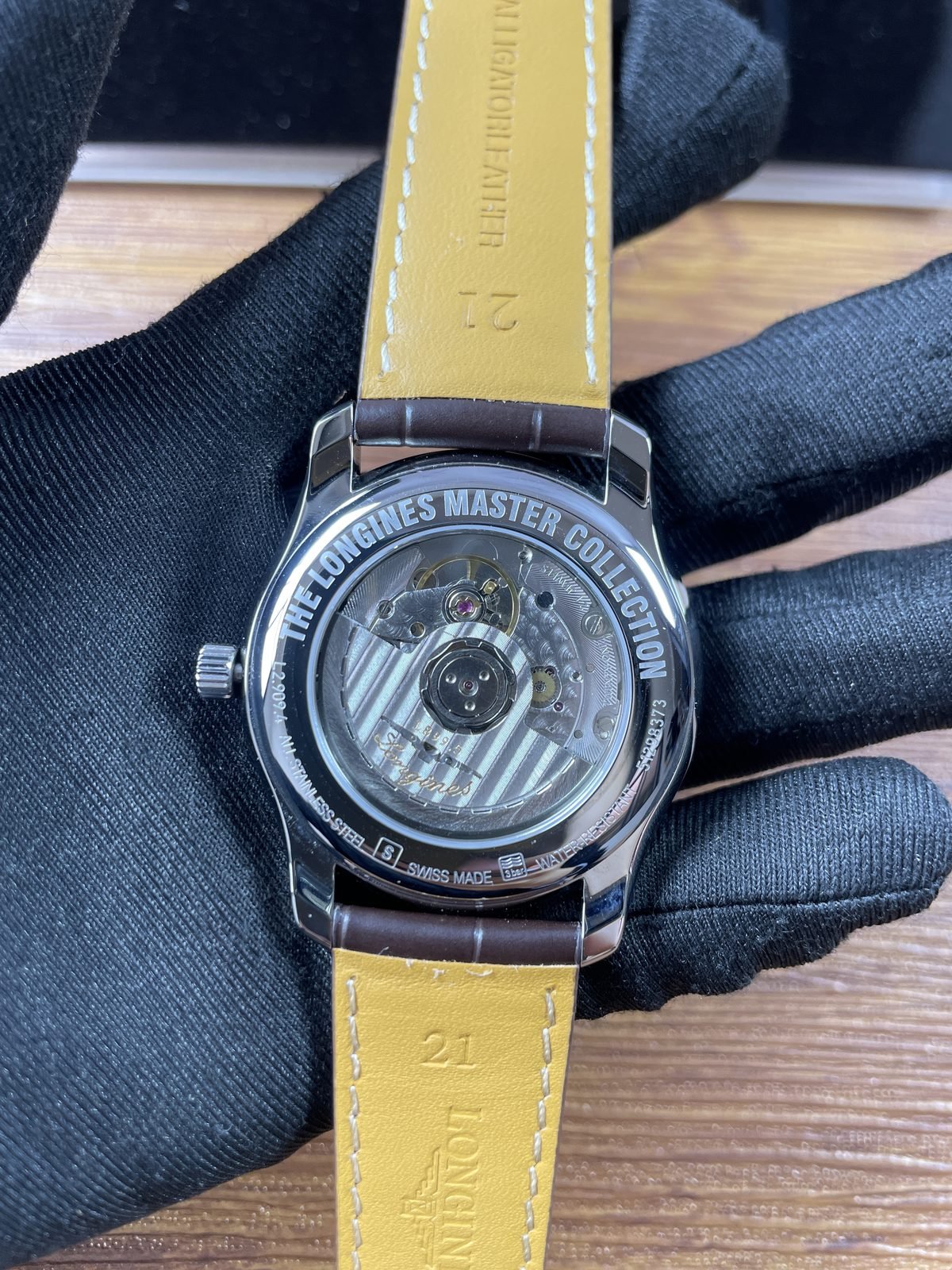 Longines Master Collection L2 909 4 78 3 replica transparent back full size striped rotor automatic mechanical appearance