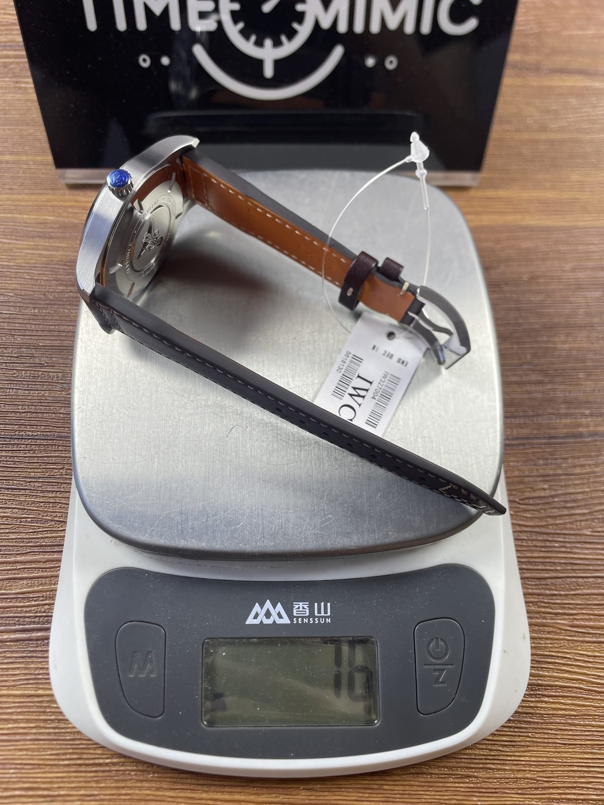 IWC Pilot IW327004 replica pictured scale mid 70 grams appearing about 76 grams