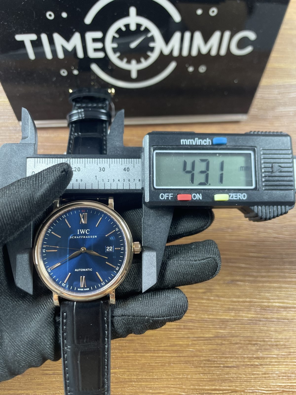IWC Portofino IW356523 replica pictured maximum horizontal span about 43.1 millimetres including crown side
