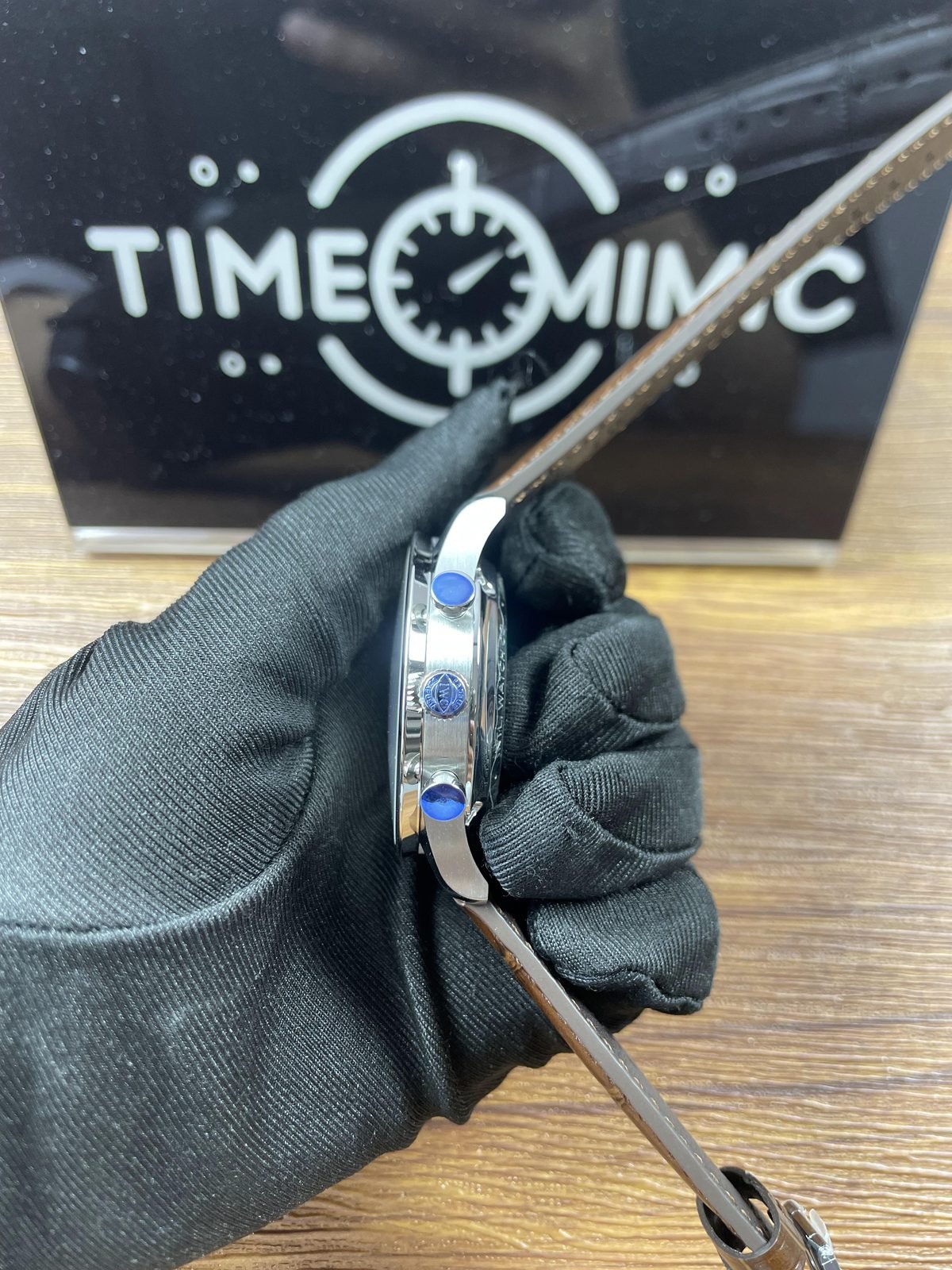 IWC Portugieser IW371445 replica polished steel colour case side crown two pushers and blue protective films