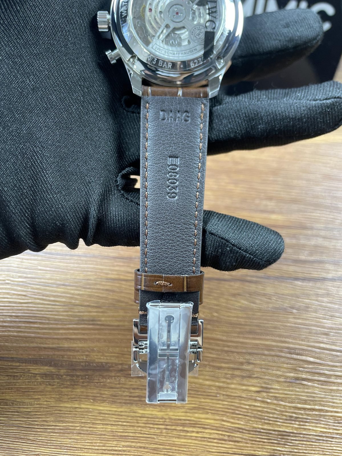 IWC Portugieser IW371445 replica exhibition back automatic mechanical appearance full size rotor and strap underside