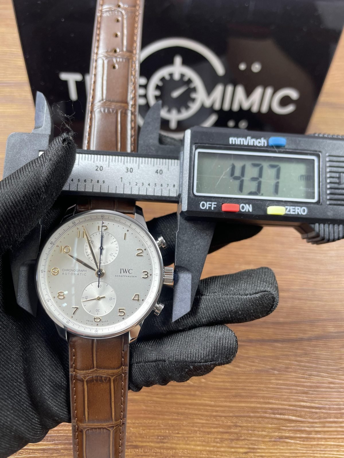 IWC Portugieser IW371445 replica pictured maximum crown side horizontal span about 43.7 millimetres