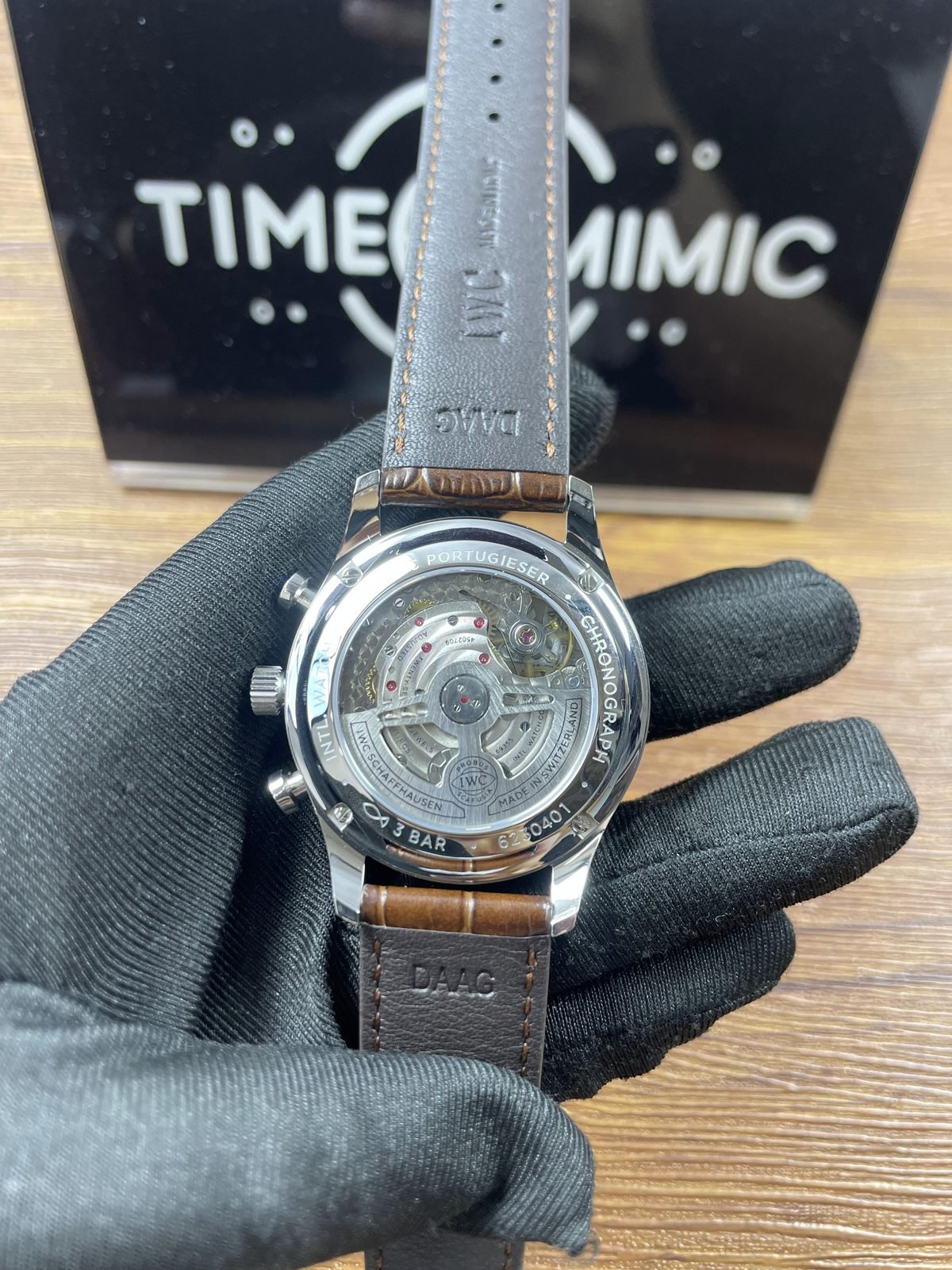 IWC Portugieser IW371445 replica exhibition back rotor 3 BAR and 6230401 style markings