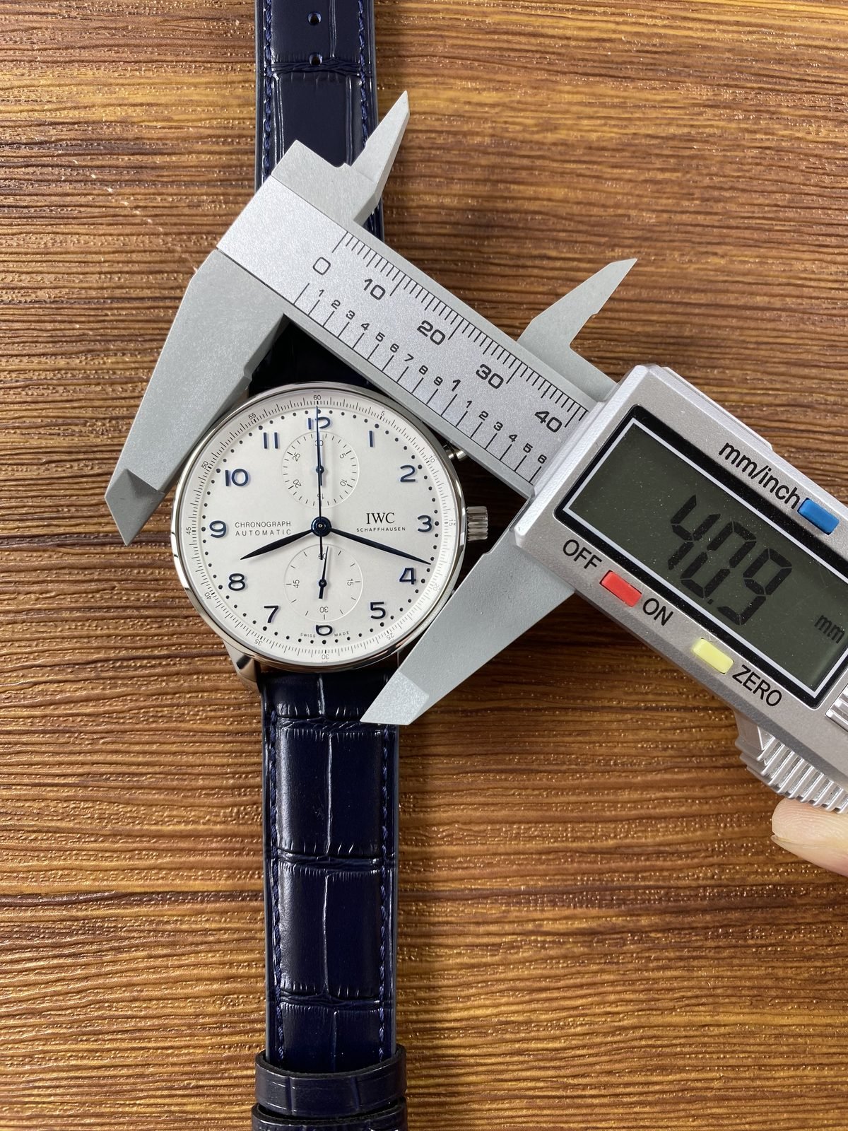 IWC Portugieser IW371446 replica pictured crown excluded case body span about 40.9 millimetres