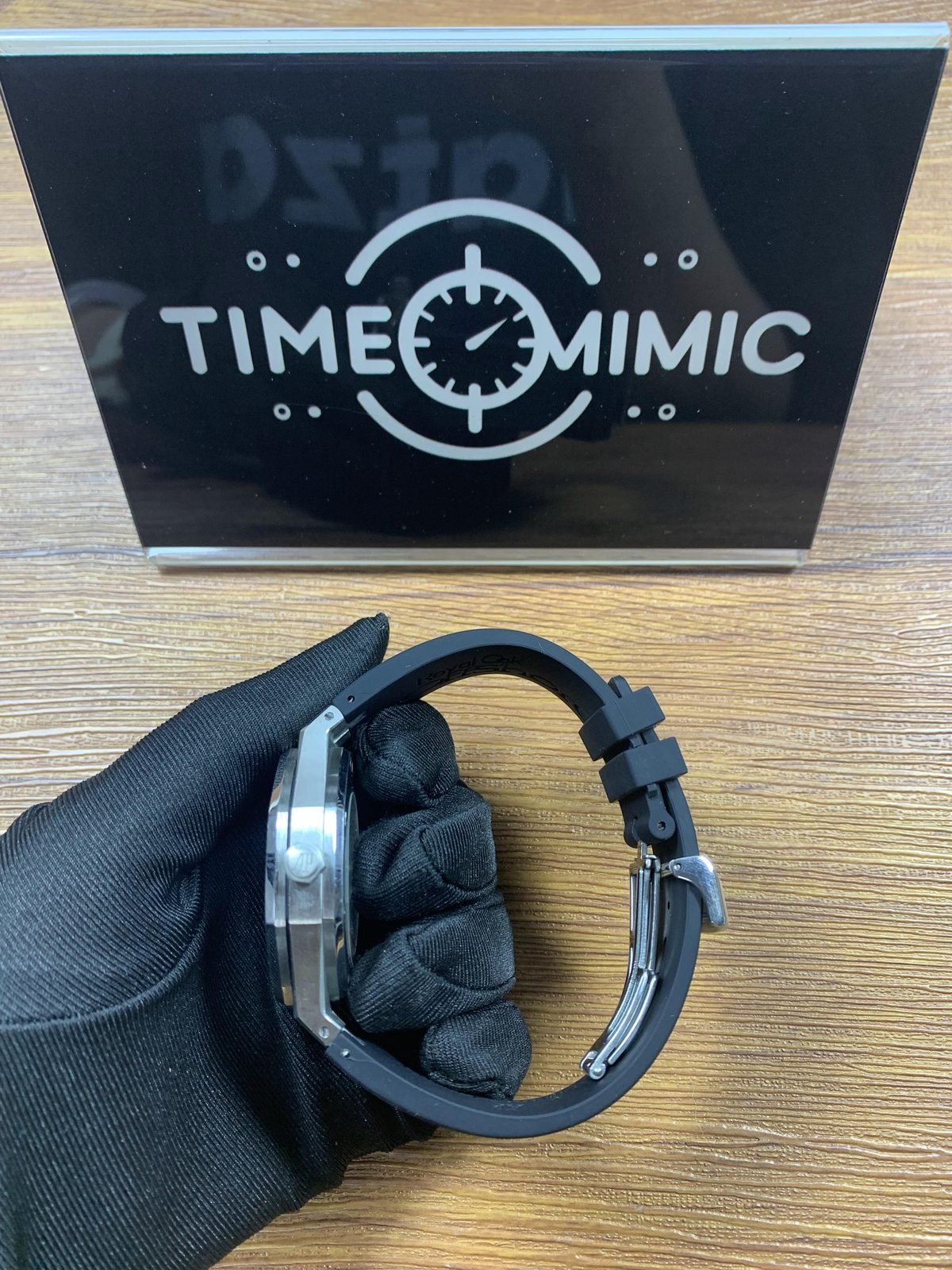Royal Oak 15400ST replica case profile and rubber strap QC view