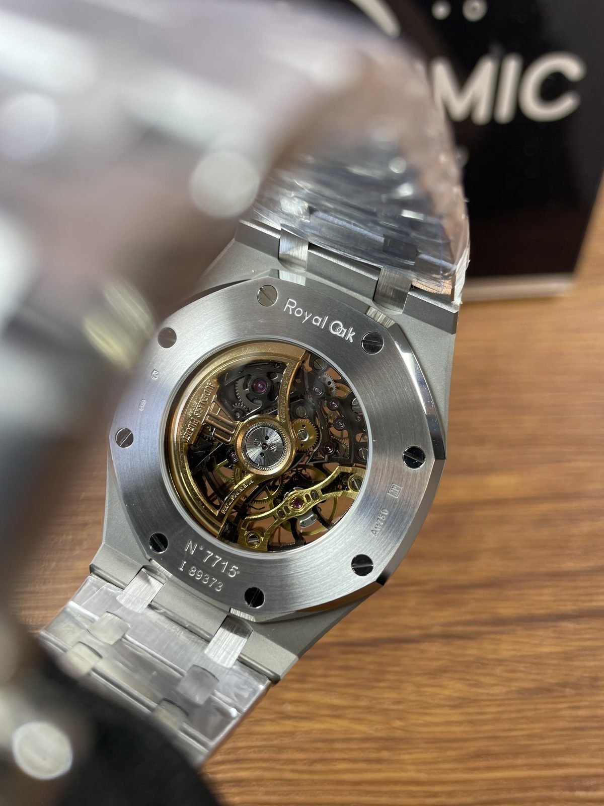 Royal Oak 15412BC replica exhibition caseback and decorated automatic movement