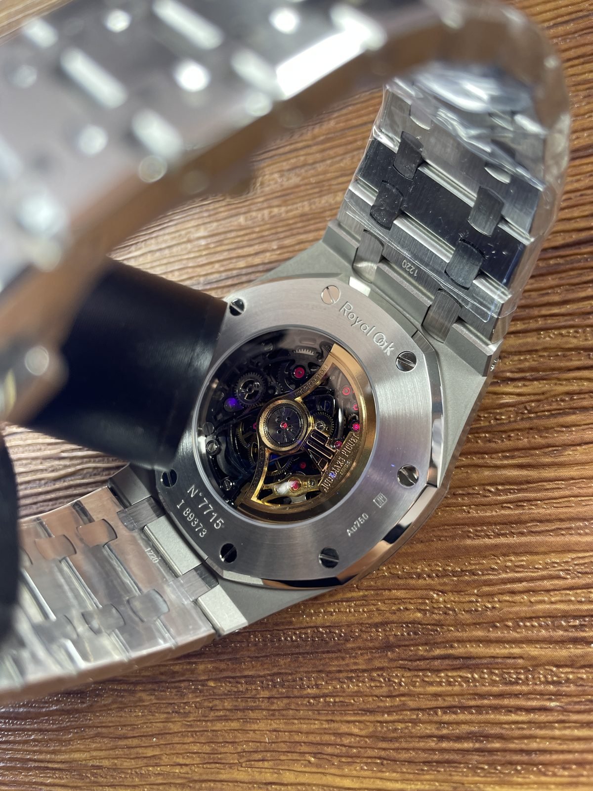 Royal Oak 15412BC replica rear movement and rotor close-up