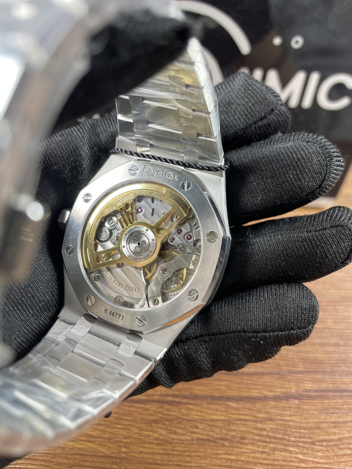 Royal Oak 15500ST replica exhibition back decorated automatic movement and engraved caseback
