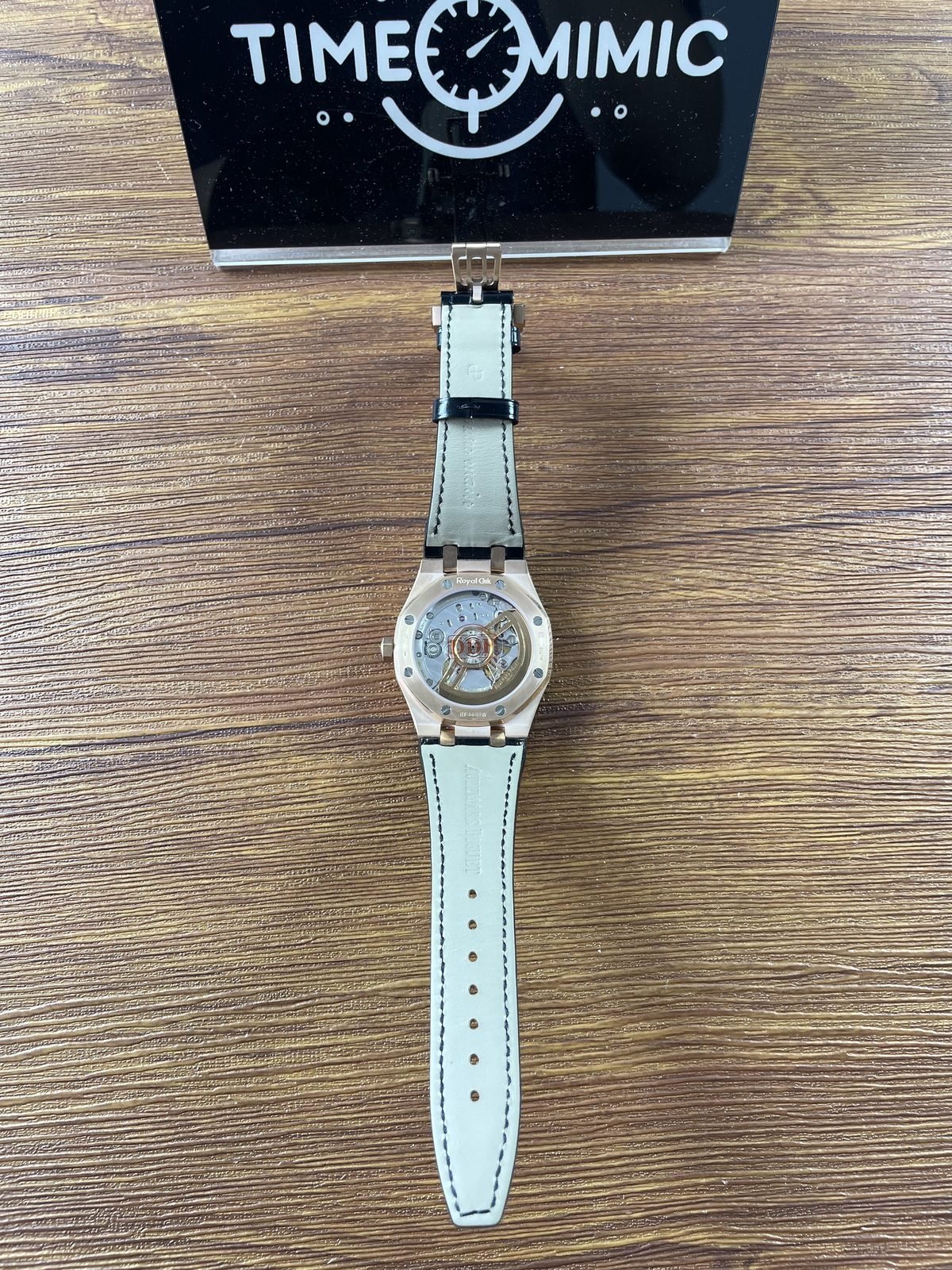 Royal Oak 15510OR D002CR 02 replica exhibition back and light strap lining full rear view