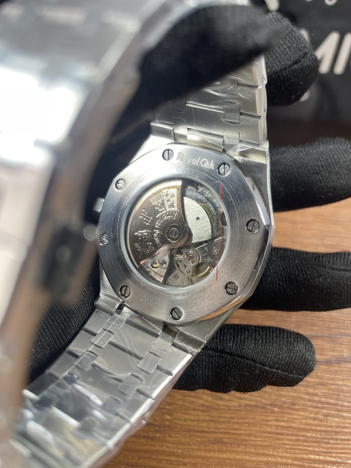 Royal Oak 15510ST 06 replica exhibition back decorated movement warm-tone openworked-style rotor