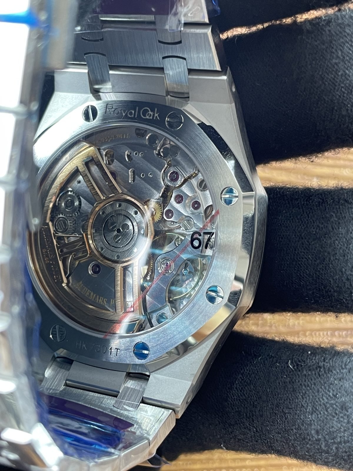 Royal Oak 15510ST 09 replica exhibition back decorated movement warm-tone openworked-style rotor