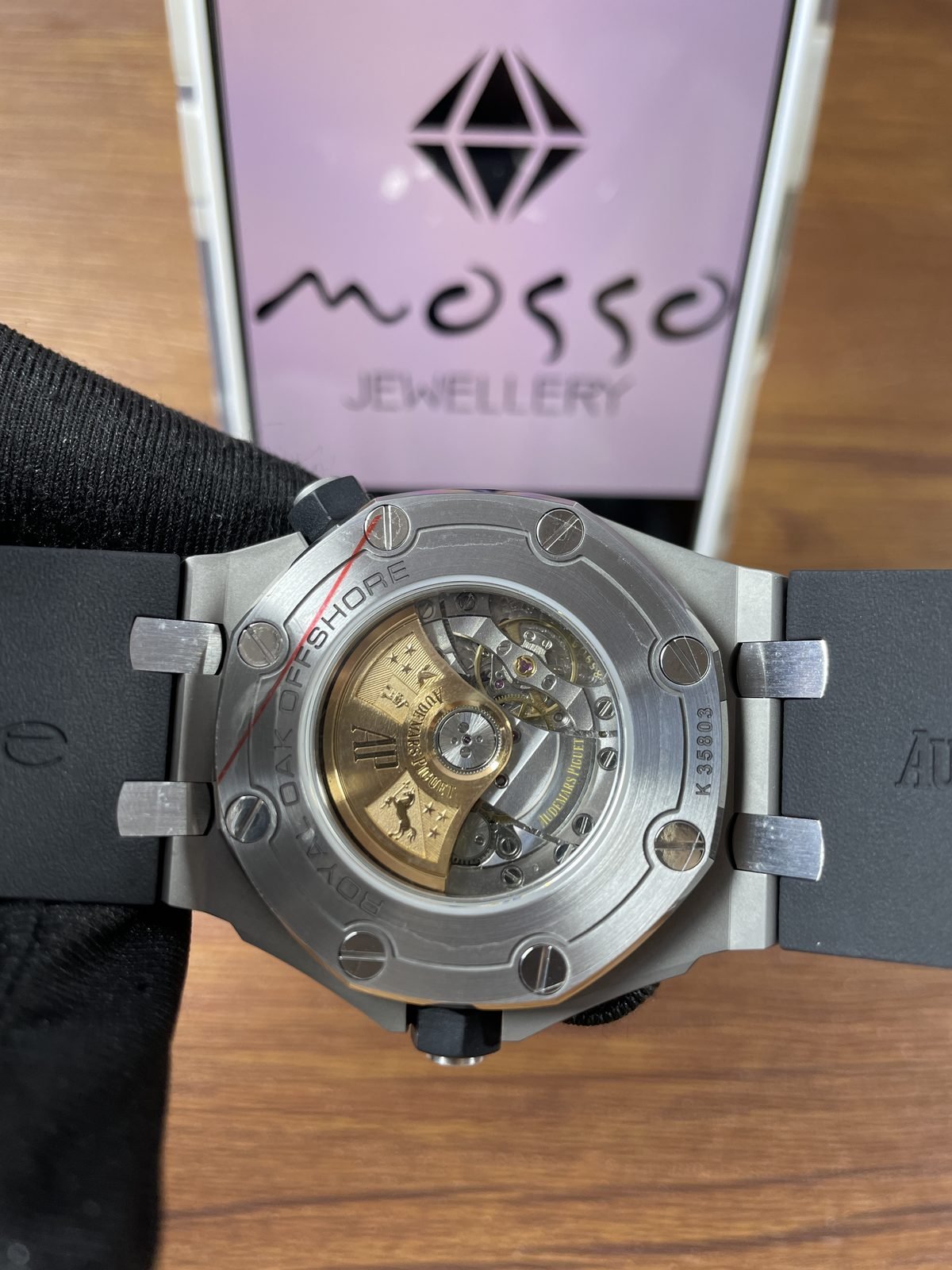 Royal Oak Offshore Diver 15710ST replica exhibition back automatic-looking movement caseback marking K35803