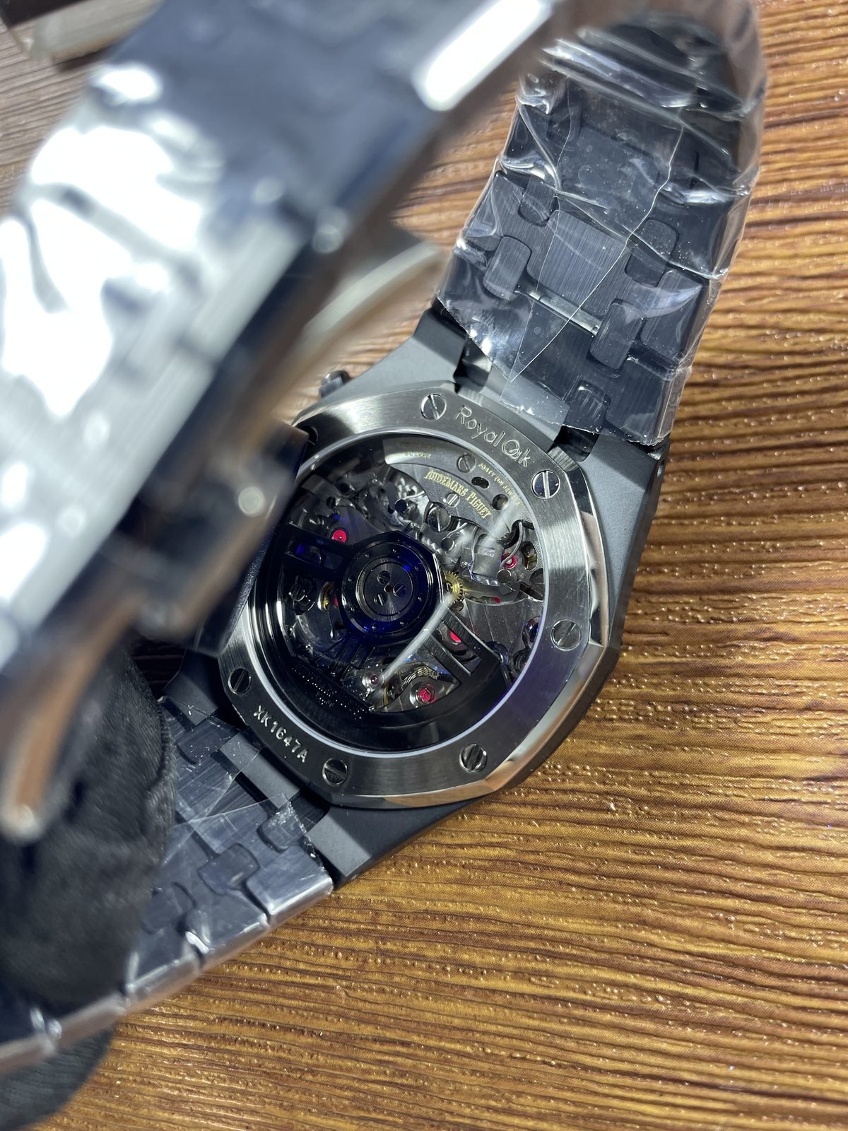 Royal Oak 26240CE replica exhibition back close-up caseback marking X1164774