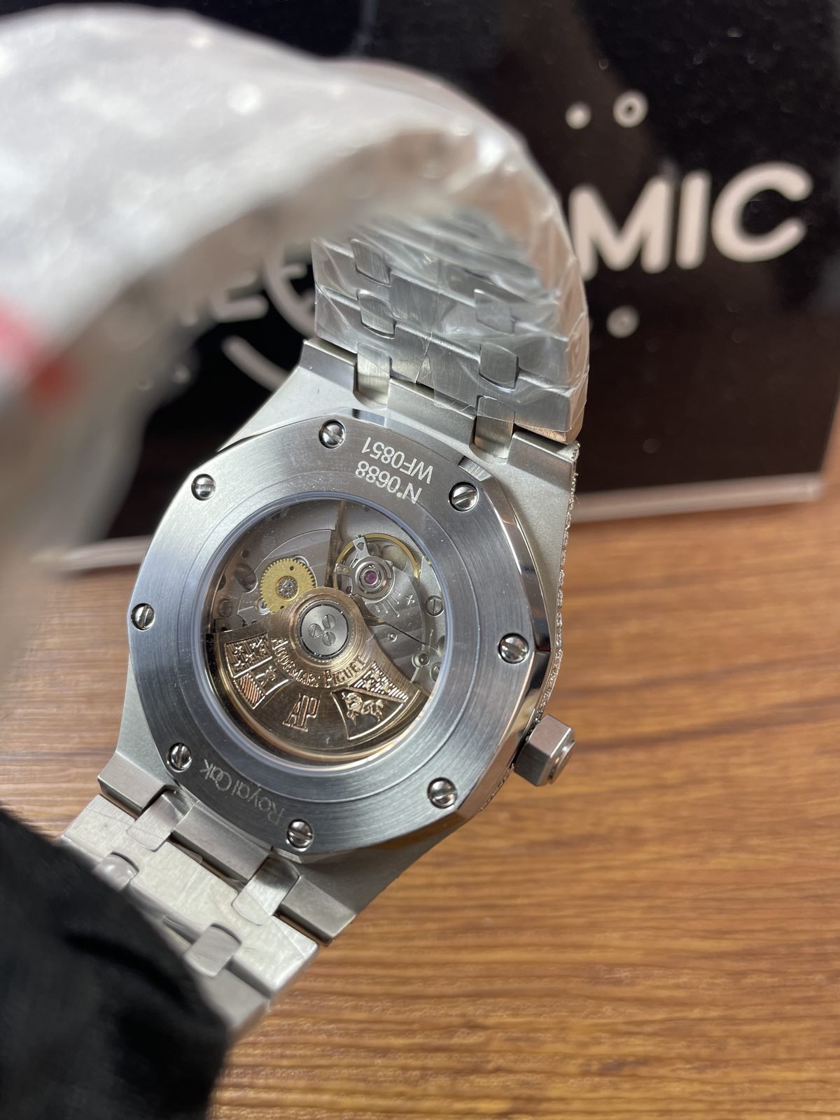 Royal Oak custom replica archive configuration B exhibition back automatic-looking movement and warm-tone rotor