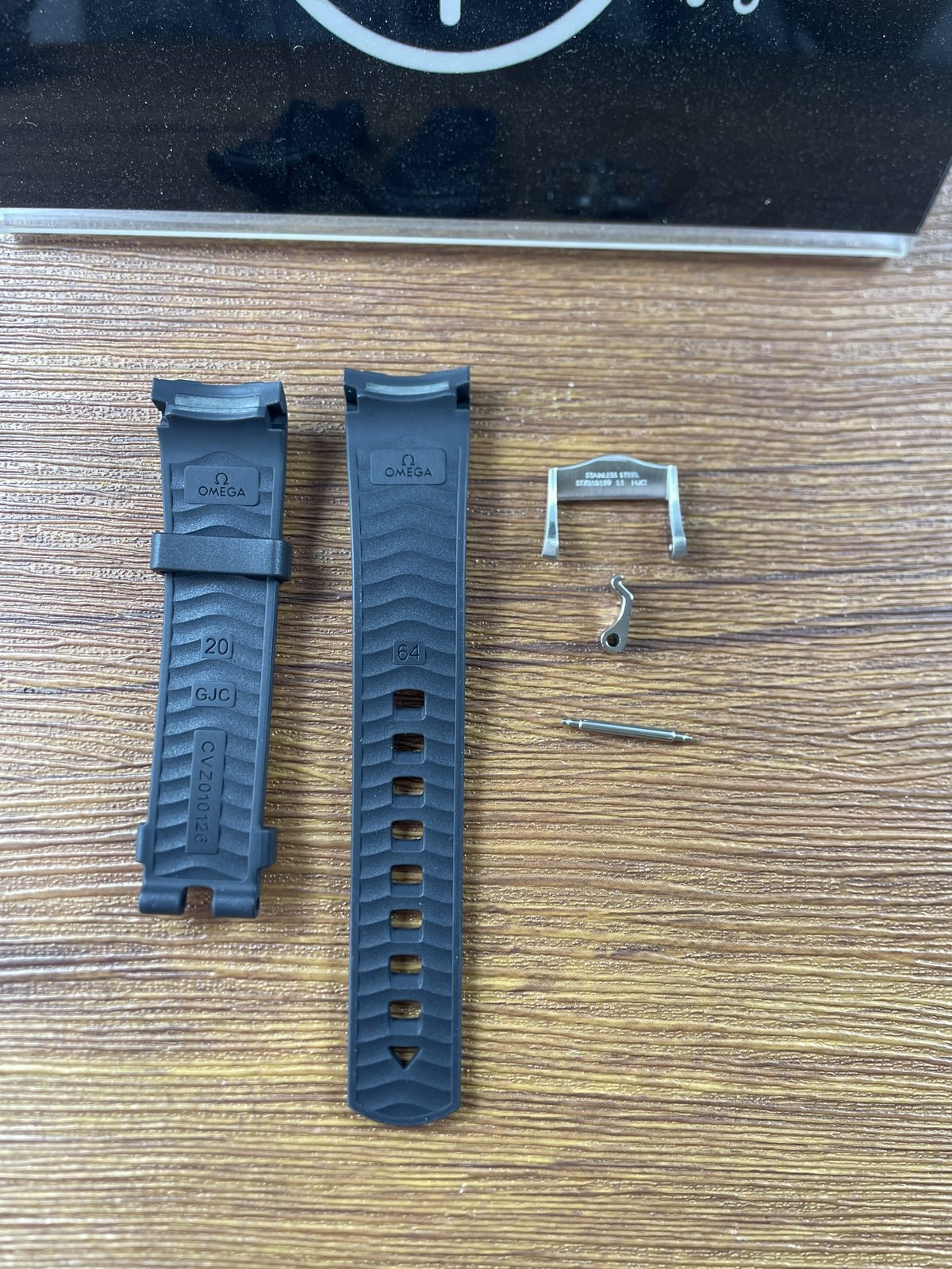 Rubber strap underside moulded marks buckle underside and spring bar
